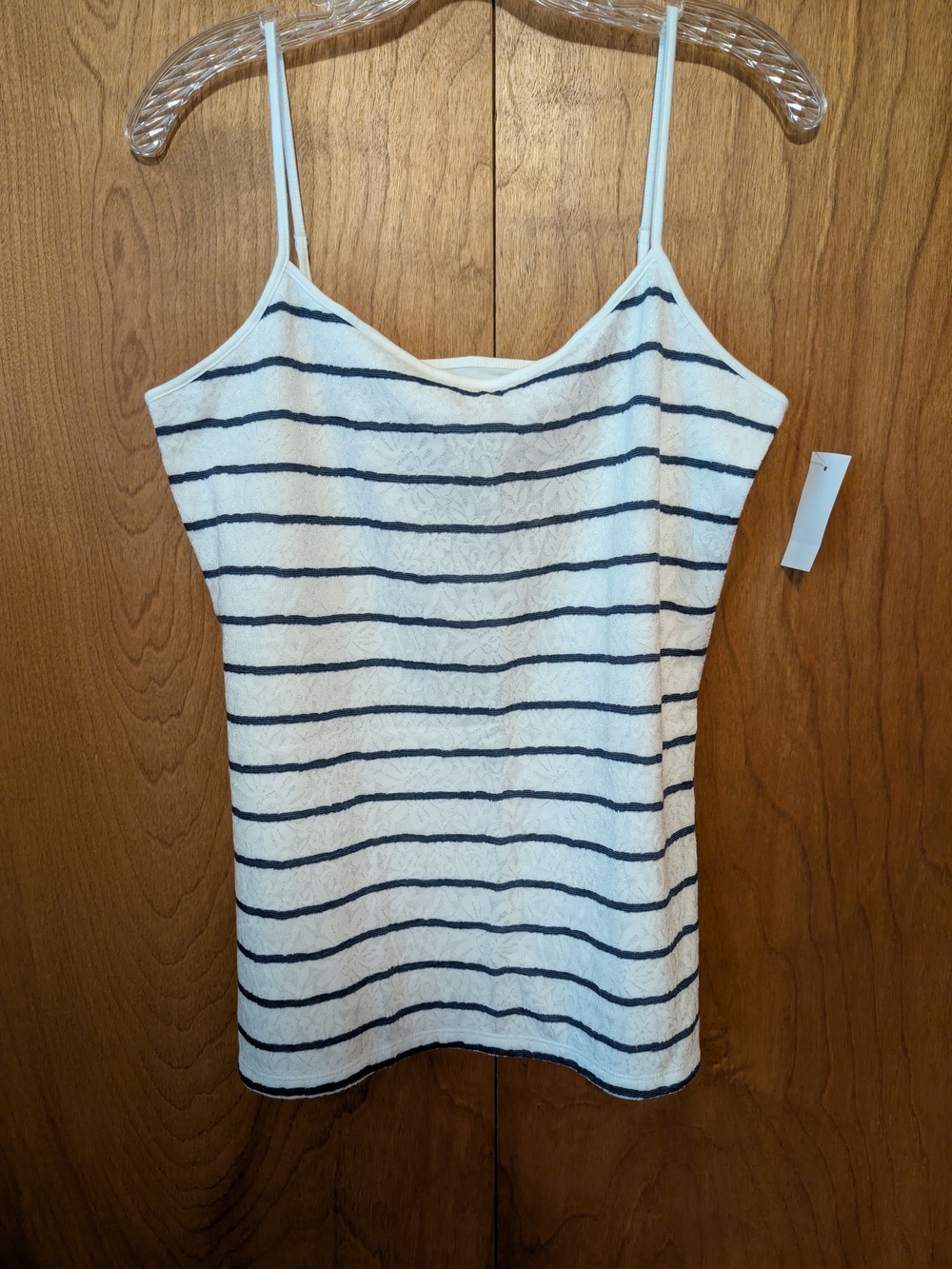 LOFT White & Navy Striped Spaghetti Strap Tank